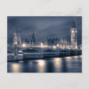 Nachtzeit im Houses of Parliament, London Postkarte