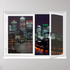 Nachtzeit London City View Fake Window Poster