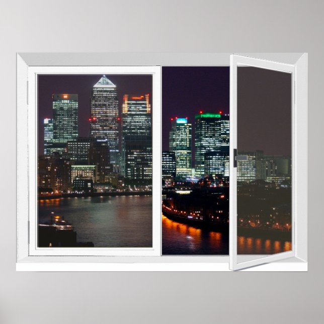 Nachtzeit London City View Fake Window Poster (Vorne)