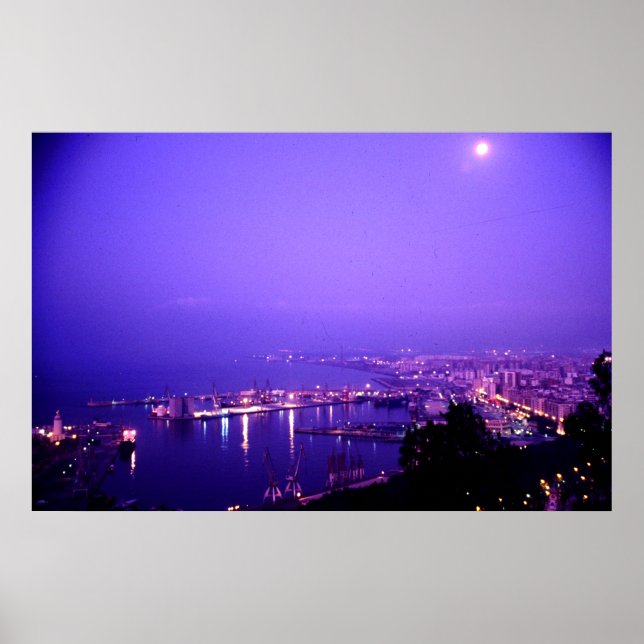 Nachtzeit, Malaga, Spanien Poster (Vorne)
