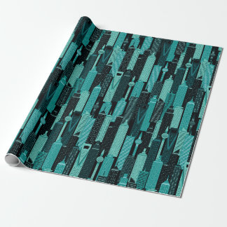 Nachtzeit Skyline-Muster Geschenkpapier
