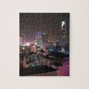 Nachtzeit-Stadtbild von Ho Chi Minh Stadt. Puzzle