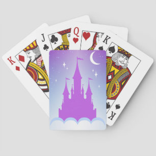 Nachtzeit-träumerisches Schloss im Spielkarten