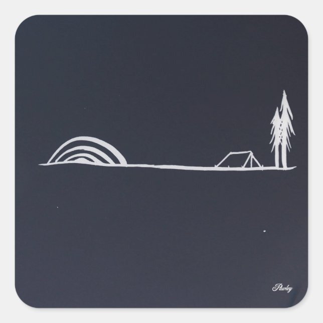 Nachtzeltenaufkleber Quadratischer Aufkleber (Vorderseite)