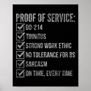 Nachweis des Dienstes dd-214 Tinnitus starke Arbei Poster