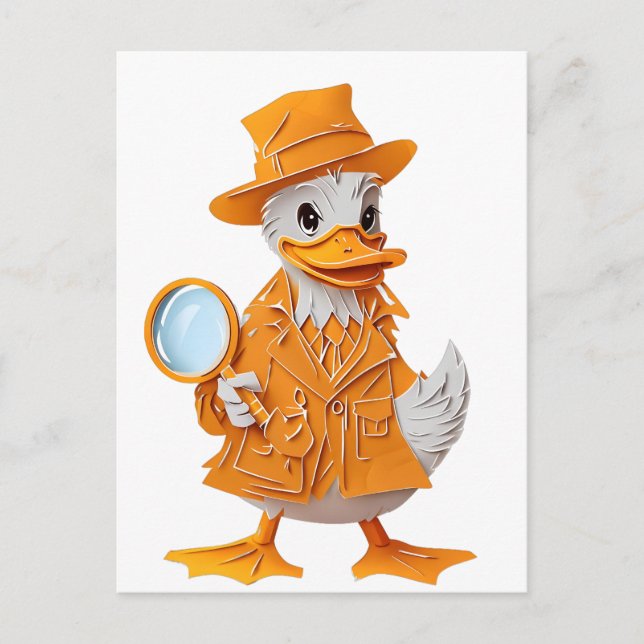 Nachweisende Ente im Orangen Anzug Postkarte (Vorderseite)