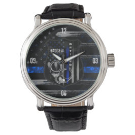 Nachwuchs-Offizier Blue Line Leaather Watch Armbanduhr