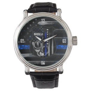 Nachwuchs-Offizier Blue Line Leaather Watch Armbanduhr
