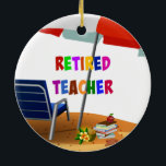 Nachwuchslehrer, Beach Scene (überarbeitet) Keramikornament<br><div class="desc">Lehrer,  Strandszene (überarbeitet),  Weihnachtsschmuck.</div>