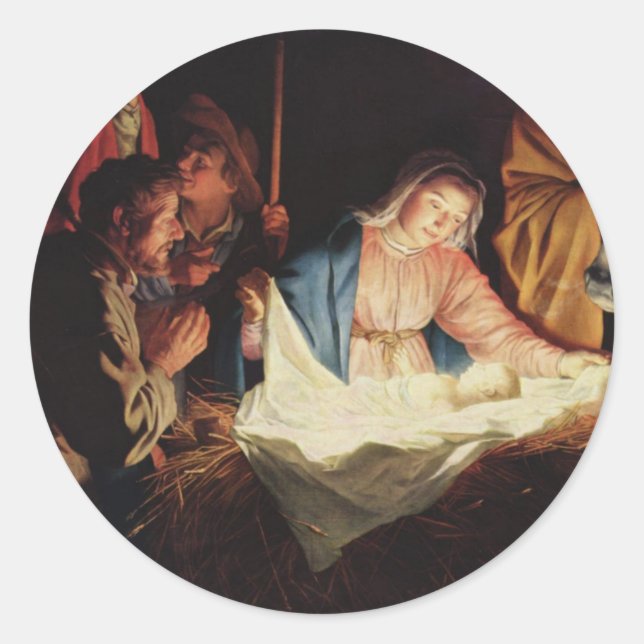 nacimiento- navidad runder aufkleber (Vorderseite)