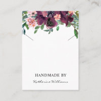Nacklace Display Card Burgundy Watercolor Floral