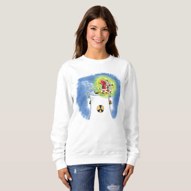 Nackte Santa Claus Frauen weißes Sweatshirt (Vorne ganz)