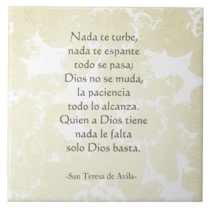 "Nada te turbe" San Teresa di Avila White on White Fliese