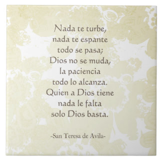 "Nada te turbe" San Teresa di Avila White on White Fliese