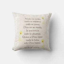 "Nada te turbe" San Teresa di Avila White on White Kissen