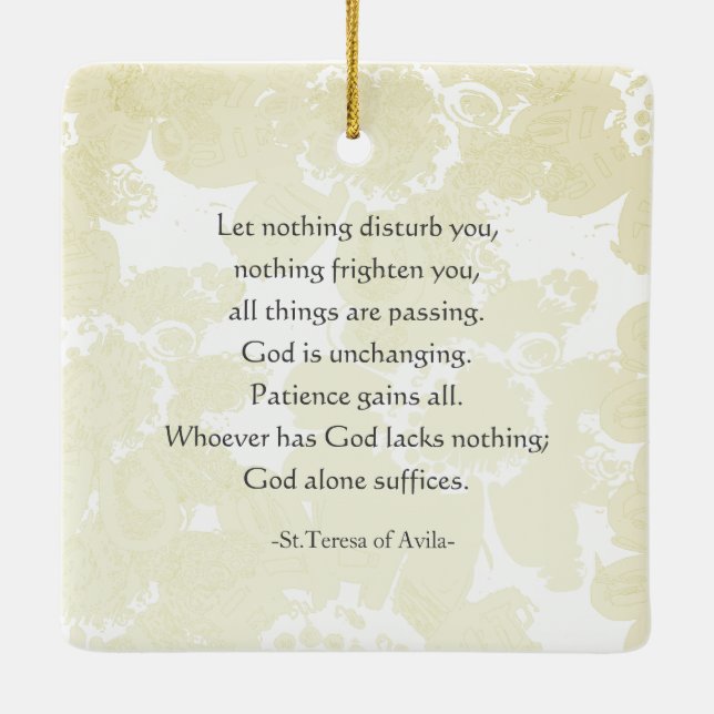 "Nada te turbe" St Teresa von Avila, Englisch/Span Keramikornament (Rückseite)