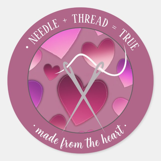 Nadel+tread=true Hergestellt aus weißer Hitze Runder Aufkleber (Vorderseite)