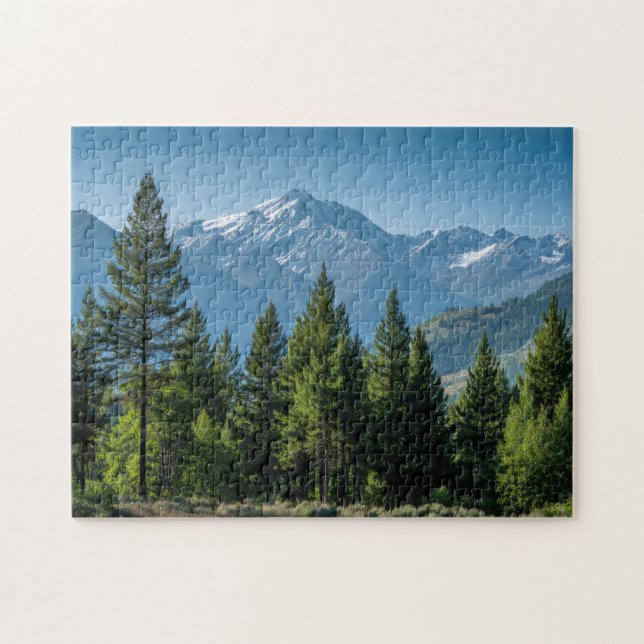 Nadelbäume mit Bergkulisse Puzzle (Horizontal)
