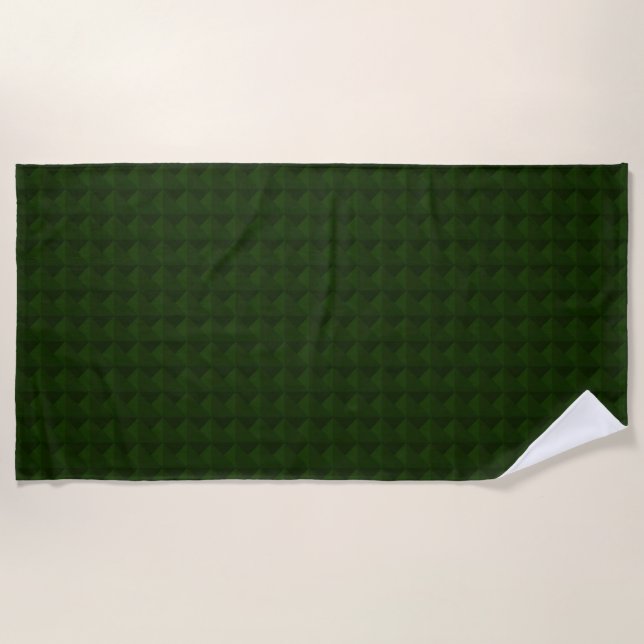 Nadelgrün, fest, geometrisch. strandtuch (Vorderseite)