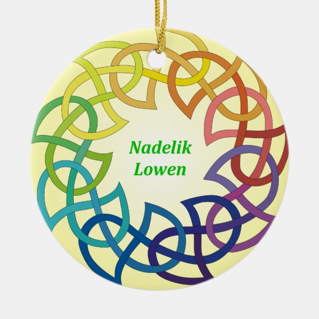 Nadelik Lowen - kornische Weihnachtsverzierung Keramikornament (Vorne)