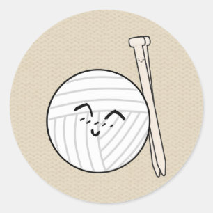 Nadeln & Garne Cartoon in Filz Runder Aufkleber