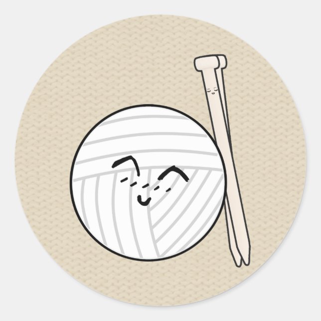 Nadeln & Garne Cartoon in Filz Runder Aufkleber (Vorderseite)