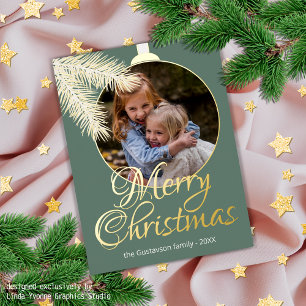 Nadeln Gold aus dem klassischen weißen Pine Tree Folien Feiertagspostkarte