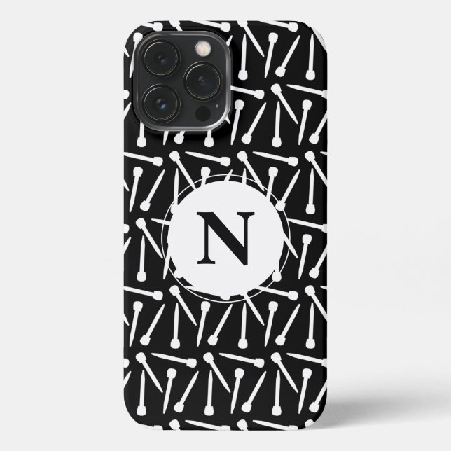 Nadeln Handarbeit Monogramm Dunkles iPhone Case Hülle (Rückseite)