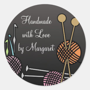 Nadeln Knittern Häkelhaken Garngeschenkanhänger Runder Aufkleber