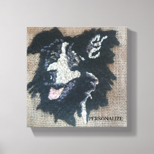 Nadelstich Border Collie Design Wandkunst Leinwanddruck