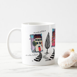 Nadelstich-Design abstrakte Häuser Tasse/ Zuhause  Kaffeetasse