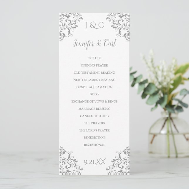 Nadine Wedding Program | Tall - Tee (grau) Programm (Stehend Vorderseite)