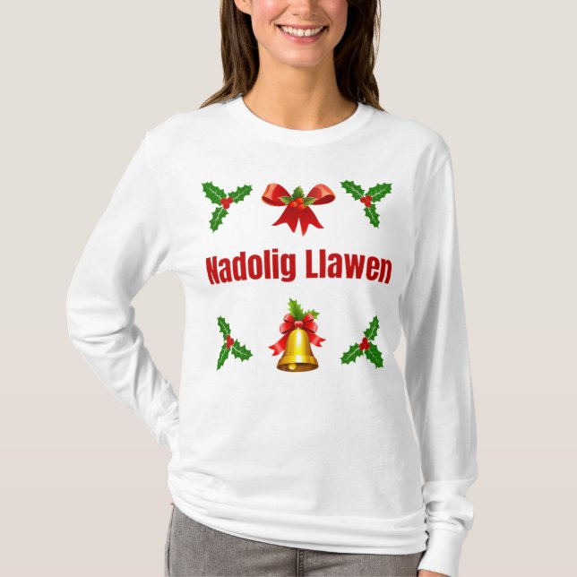 Nadolig Llawen - Frauen mit langer Hülle T-Shirt (Vorderseite)