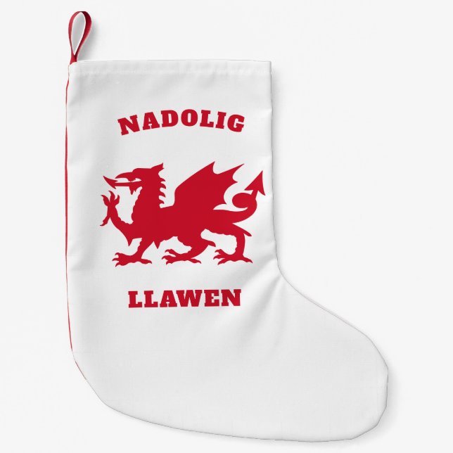 Nadolig Llawen Simple Celtic Welsh Frohe Weihnacht Kleiner Weihnachtsstrumpf (Vorderseite)