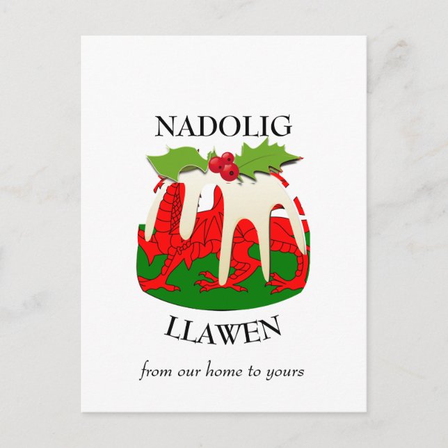 Nadolig Llawen WALES Welsh Frohe Weihnachts Puddin Postkarte (Vorderseite)