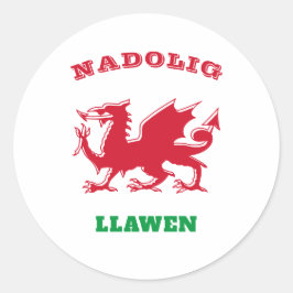 Nadolig Llawen Welsh Frohe Weihnachten Simple Celt Runder Aufkleber