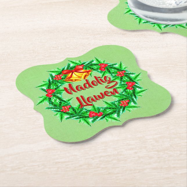 Nadolig Llawen Welsh Frohe Weihnachten Untersetzer (angewinkelt)