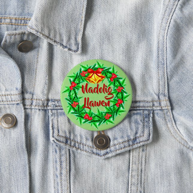 Nadolig Llawen Welsh Frohe Weihnachts-Abzeichen Button (Beispiel)