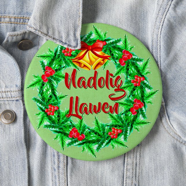 Nadolig Llawen Welsh Frohe Weihnachts-Abzeichen Button (Beispiel)
