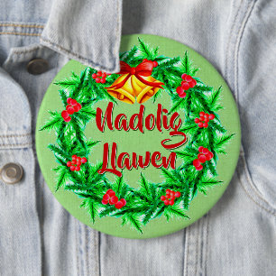 Nadolig Llawen Welsh Frohe Weihnachts-Abzeichen Button