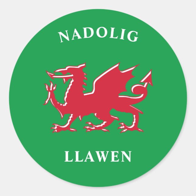 Nadolig Llawen Welsh Simple Celtic Frohe Weihnacht Runder Aufkleber (Vorderseite)