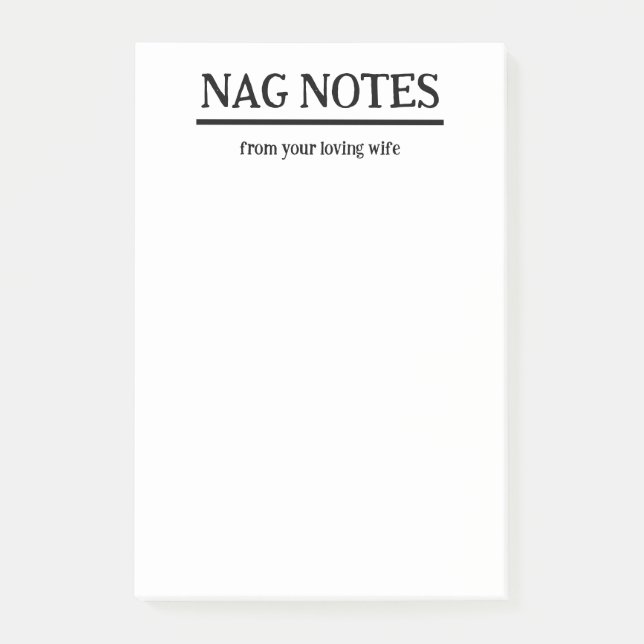 Nag Notizen von Ihrer liebevollen Ehefrau Funny No (Vorderseite)