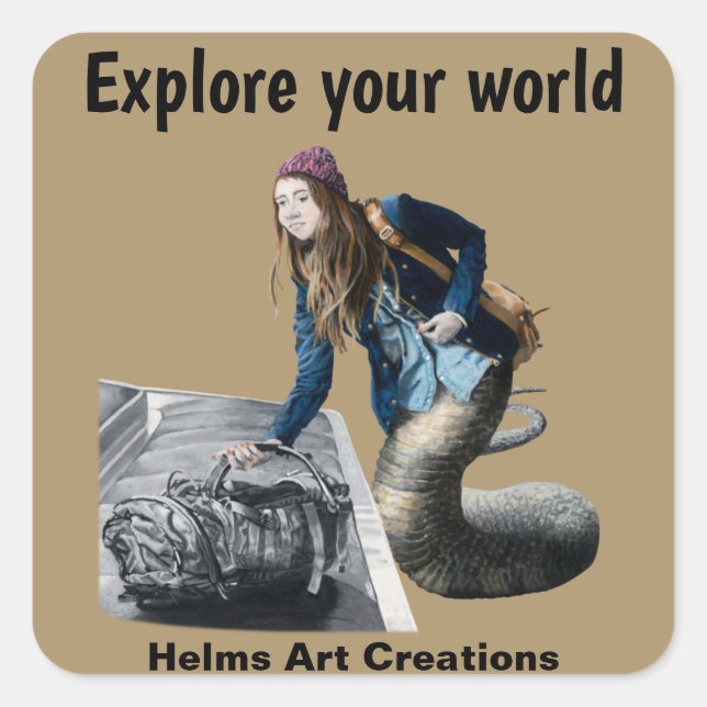 Naga Exploration World Travel Fantasy Art Stickers (Vorderseite)