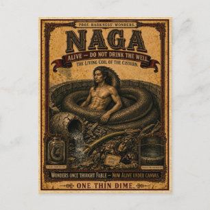 Naga, Vintage-Zirkus-Monster Postkarte