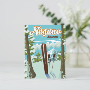Nagano Japan Ski-Plakat Postkarte