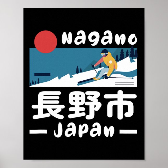 Nagano Japan Ski Resort Skiing Japanese Alps Trave Poster (Vorne)