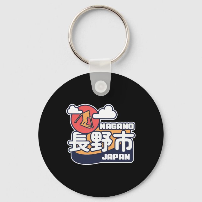 Nagano Japan Ski Resort Skiing Japanese Alps Trave Schlüsselanhänger (Vorderseite)