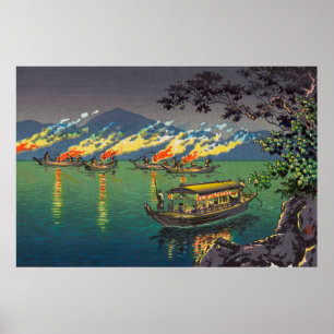 Nagaragawa Kormoranfischerei durch Tsuchiya Koitsu Poster
