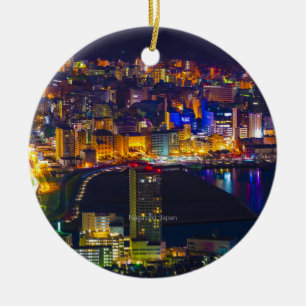 Nagasaki Japan in der Nacht Keramik Ornament
