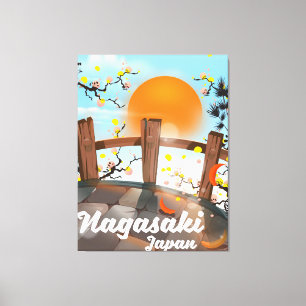 Nagasaki Japanische Blütenplakat. Leinwanddruck